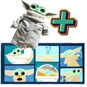 🌟 Lot of 2 NWT BATH / POOL TOWEL + GROGU DOLL – Star Wars Baby Yoda, The Child